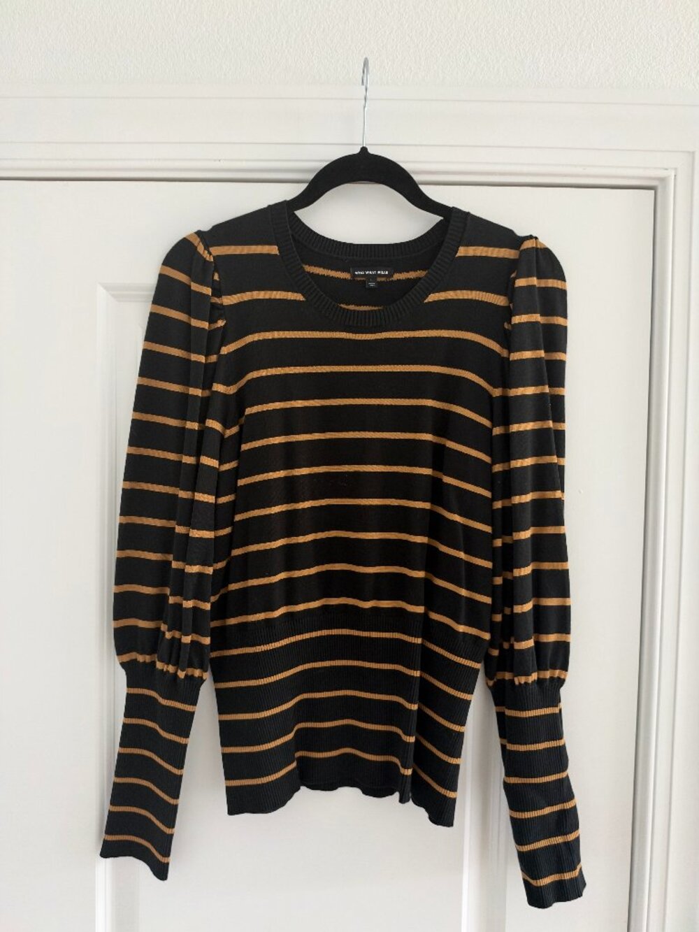 Striped Balloon Sleeve Sweater
